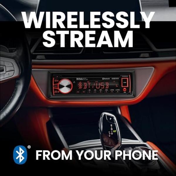 Estéreo para auto BOSS Audio Systems 750BRGB - Din simple, Bluetooth, reproductor de CD y DVD, radio AM/FM, USB, entrada auxiliar, iluminación multicolor