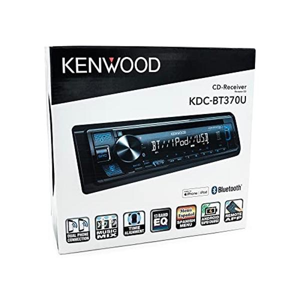 Estéreo para auto con CD KENWOOD KDC-BT370U, Bluetooth, radio AM/FM, USB frontal de alta potencia y Alexa integrado.