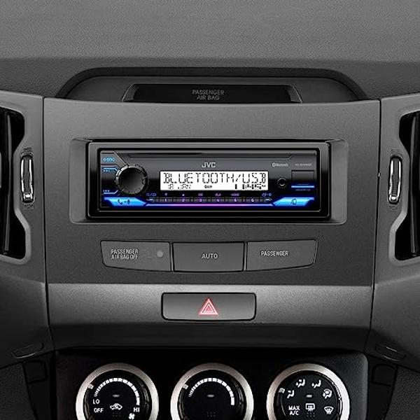 Estéreo para auto JVC KD-SX38MBT con Bluetooth, receptor de radio marina de 4 canales, radio AM/FM de un solo DIN, entrada auxiliar, USB, transmisión, iluminación RGB, ideal para u