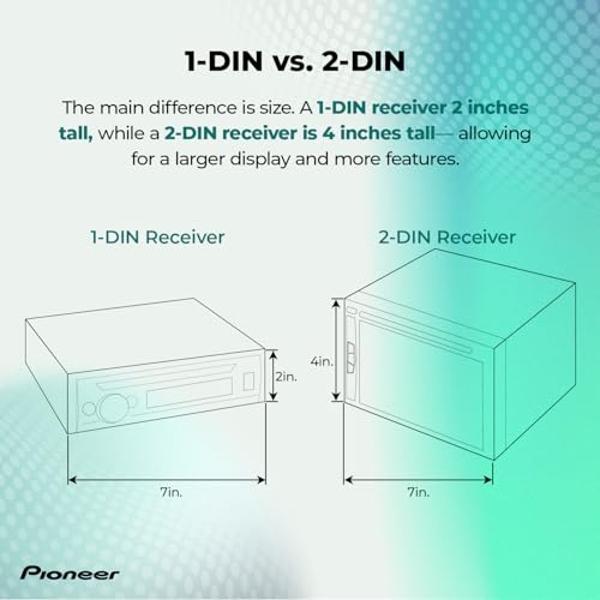 Receptor multimedia digital Pioneer DMH-W3050NEX de 6.8" con doble DIN, Apple CarPlay y Android Auto inalámbricos, radio HD, Bluetooth, compatible con cámara de reversa, pantalla t
