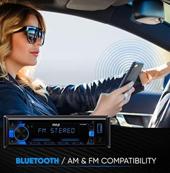Receptor estéreo MP3 Pyle con amplificador de potencia, receptor estéreo AM/FM/MP3/AUX, lector de memoria USB, DIN simple, 30 estaciones presintonizadas, pantalla LCD con control r