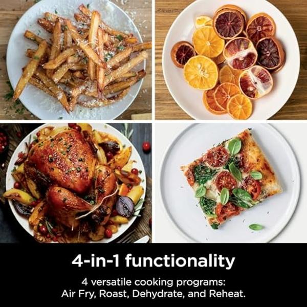 Freidora de aire Ninja Crispi, apta para microondas, congelador y lavavajillas, sistema de cocina portátil de vidrio no tóxico, recipientes de vidrio de 4 cuartos y 6 tazas con tap