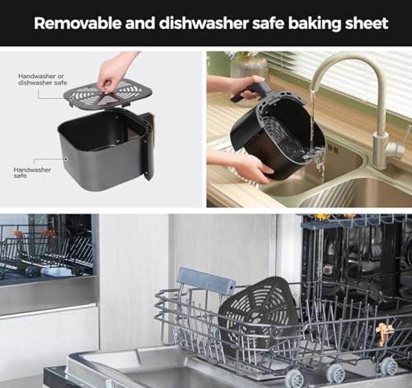 Freidora de aire Panana grande y compacta de 8 cuartos de galón, 8 menús preestablecidos, control digital de un solo toque, pantalla táctil, apta para lavavajillas, antiadherente, 