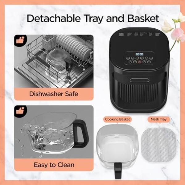 Freidora de aire Panana grande y compacta de 8 cuartos de galón, 8 menús preestablecidos, control digital de un solo toque, pantalla táctil, apta para lavavajillas, antiadherente, 