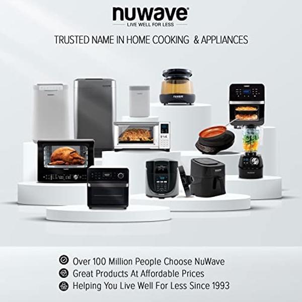 Nuwave Bravo - Horno tostador y freidora de aire 12 en 1, horno de convección inteligente de encimera de 30 cuartos con sonda de temperatura digital integrada, bandeja, cesta, reji