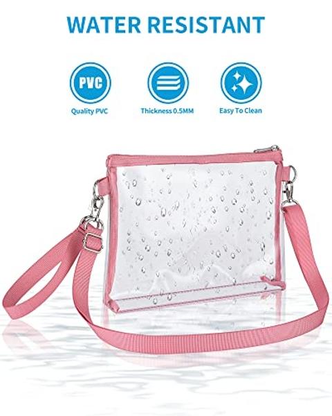 Bolso transparente Bagenius para mujer, aprobado para estadios, con correas extraíbles, ideal para el trabajo, festivales, eventos deportivos y conciertos, color rosa.