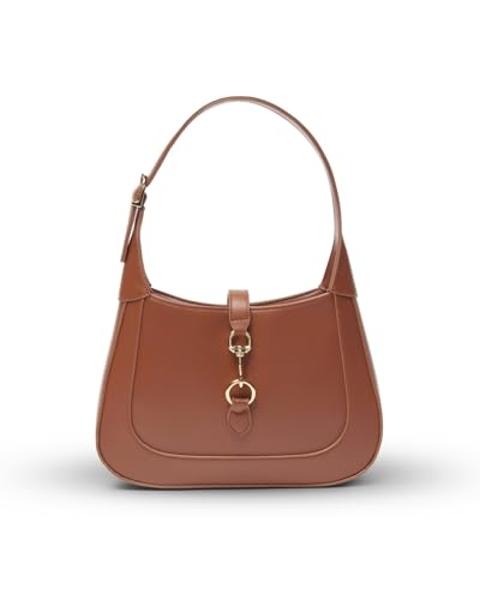 Bolso de hombro para mujer - Pequeño bolso de hombro - Monedero marrón - Bolsos hobo modernos y elegantes - Correa ajustable de cuero vegano