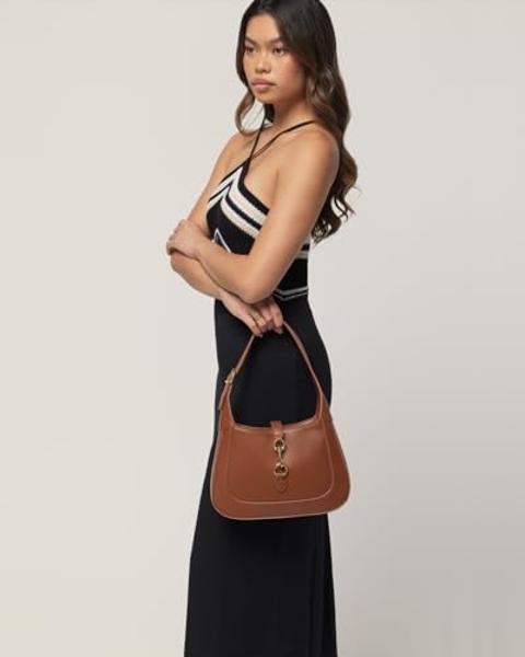 Bolso de hombro para mujer - Pequeño bolso de hombro - Monedero marrón - Bolsos hobo modernos y elegantes - Correa ajustable de cuero vegano
