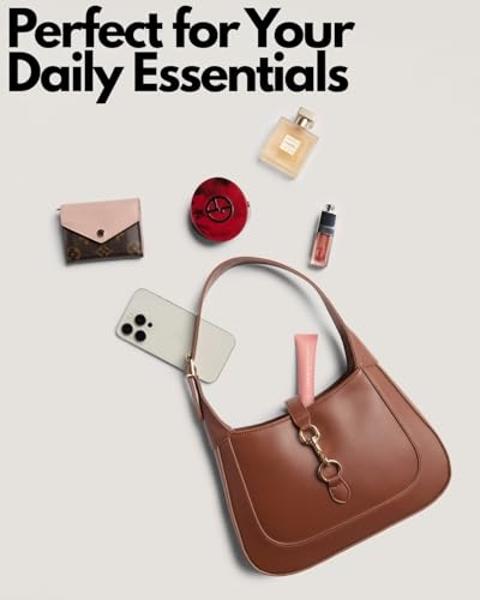 Bolso de hombro para mujer - Pequeño bolso de hombro - Monedero marrón - Bolsos hobo modernos y elegantes - Correa ajustable de cuero vegano