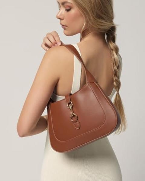Bolso de hombro para mujer - Pequeño bolso de hombro - Monedero marrón - Bolsos hobo modernos y elegantes - Correa ajustable de cuero vegano