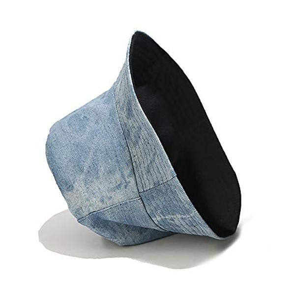 XYIYI - Sombrero de pescador azul vaquero, moderno, para mujer, reversible, de doble cara