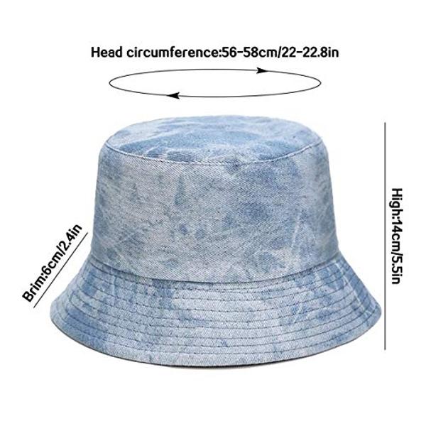 XYIYI - Sombrero de pescador azul vaquero, moderno, para mujer, reversible, de doble cara