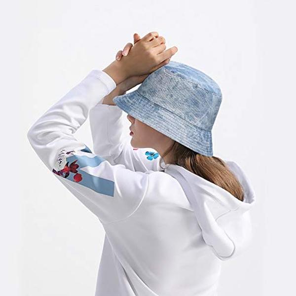 XYIYI - Sombrero de pescador azul vaquero, moderno, para mujer, reversible, de doble cara