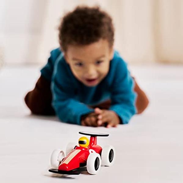 BRIO 30308 - Coche de carreras grande con retroceso - Juguete de madera resistente | Mejora la motricidad fina | Anima a gatear y caminar | Materiales ecológicos con certificación 