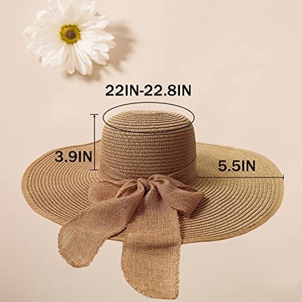 Sombreros de paja flexibles de playa para mujer, grandes, plegables, de ala ancha, de verano, plegables, de gran tamaño, para el sol, de viaje, color caqui-2