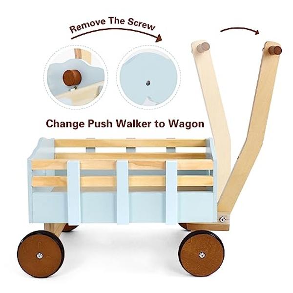 Carrito de juguete para niños PairPear, carrito de madera para andar, carrito de carga, cochecito para bebés, andador para empujar y tirar, regalo para bebés, niños y niñas.