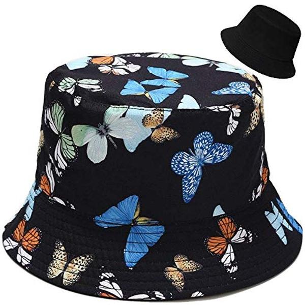 Sombrero de pescador XYIYI con diseño de mariposa, sombreros de pesca refrescantes para mujer, reversibles de doble cara.