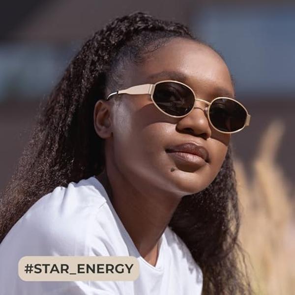 Gafas de sol ovaladas de moda livho 2025: elegantes gafas polarizadas para el día a día con montura metálica retro.