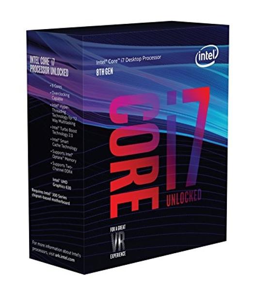 Procesador de escritorio Intel Core i7-8700K, 6 núcleos, hasta 4,7 GHz, turbo desbloqueado, LGA1151, serie 300, 95 W