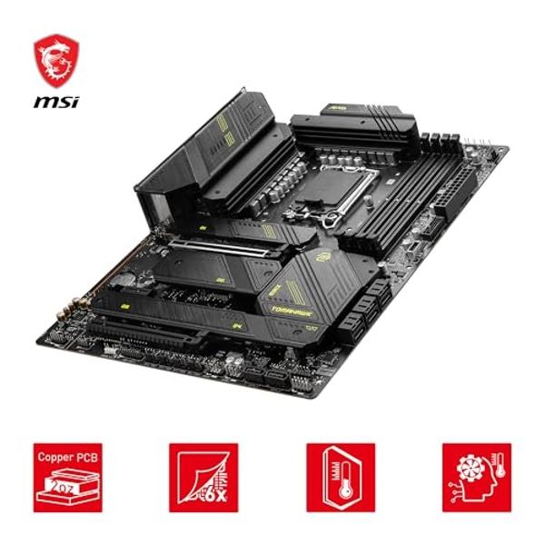 Placa base para juegos MSI MAG Z790 Tomahawk MAX WiFi (compatible con procesadores Intel de 12.ª, 13.ª y 14.ª generación, LGA 1700, DDR5, PCIe 5.0, M.2, SATA 6G, LAN de 2,5 Gbps, U