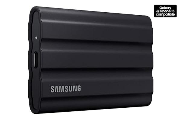 SSD portátil SAMSUNG T7 Shield de 4 TB: 1050 MB/s, resistente al agua y al polvo, para creadores de contenido, color negro