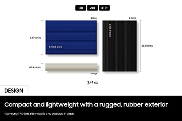 SSD portátil SAMSUNG T7 Shield de 4 TB: 1050 MB/s, resistente al agua y al polvo, para creadores de contenido, color negro