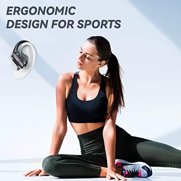 Auriculares inalámbricos deportivos Lenovo XT80: sonido estéreo de alta fidelidad, pantalla LED de encendido, botones de control y micrófono en negro.