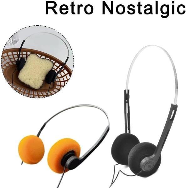 Auriculares supraaurales retro con aros y diseño vintage, ligeros y de alta fidelidad, compatibles con la mayoría de teléfonos móviles (naranja).