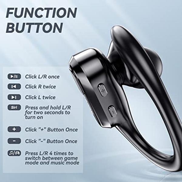 Auriculares inalámbricos deportivos Lenovo XT80: sonido estéreo de alta fidelidad, pantalla LED de encendido, botones de control y micrófono en negro.