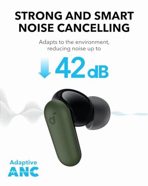 Auriculares Soundcore P30i de Anker con cancelación de ruido, potentes e inteligentes, graves potentes, 45 horas de reproducción, estuche y soporte para teléfono 2 en 1, IP54, inal
