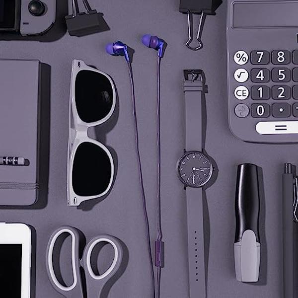 Auriculares con cable Panasonic ErgoFit con micrófono, conector de 3,5 mm, micrófono y control de llamadas, ergonómicos y de ajuste personalizado (tamaños P/M/G), para teléfonos y 