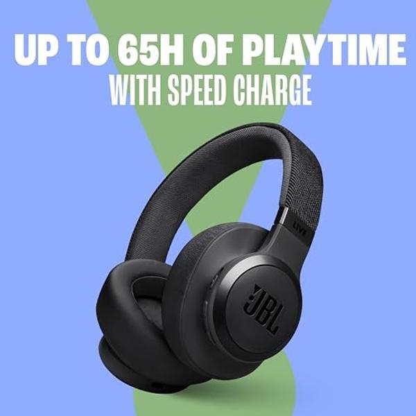 JBL Live 770NC - Auriculares inalámbricos supraaurales con cancelación de ruido adaptativa con Smart Ambient, hasta 65 horas de batería, diadema de tela con ajuste cómodo y funda d