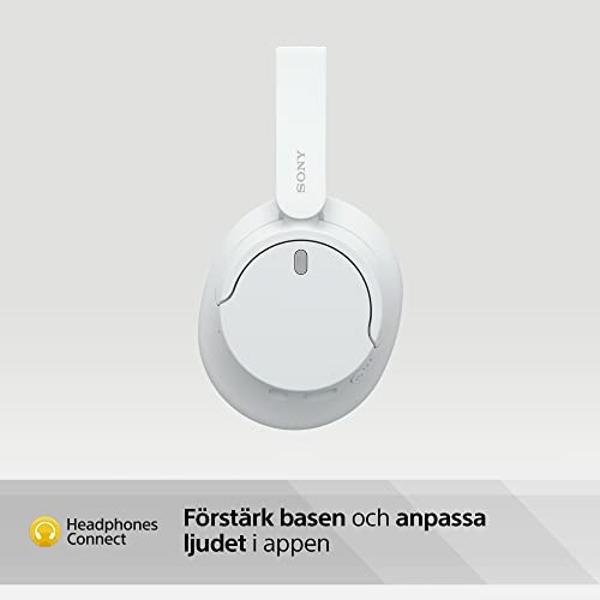 Auriculares inalámbricos Bluetooth Sony WH-CH720NW con cancelación de ruido, micrófono integrado, hasta 35 horas de duración de batería y carga rápida, color blanco mate.