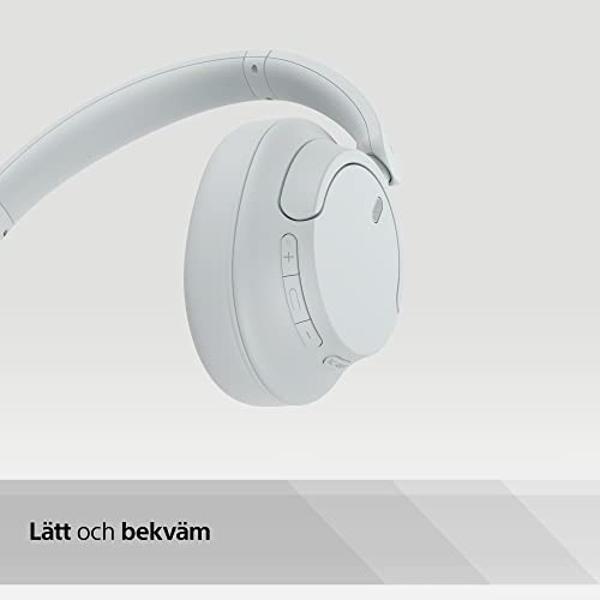 Auriculares inalámbricos Bluetooth Sony WH-CH720NW con cancelación de ruido, micrófono integrado, hasta 35 horas de duración de batería y carga rápida, color blanco mate.