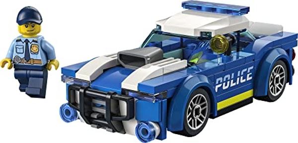 Coche de policía LEGO City 60312 para niños mayores de 5 años con minifigura de oficial, ideal para regalar, serie Aventuras, set de construcción de persecución de coches.