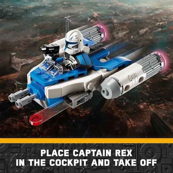 LEGO Star Wars: The Clone Wars Capitán Rex Y-Wing Microfighter, juguete coleccionable de Star Wars Y-Wing para niños con minifigura del Capitán Rex, regalo de Star Wars para niños 