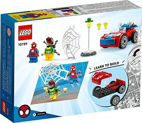 LEGO Marvel - Set de construcción del coche de Spider-Man y Doc Ock, Spidey y sus increíbles amigos, juguete para construir para niños mayores de 4 años con piezas que brillan en l