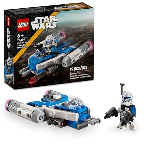 LEGO Star Wars: The Clone Wars Capitán Rex Y-Wing Microfighter, juguete coleccionable de Star Wars Y-Wing para niños con minifigura del Capitán Rex, regalo de Star Wars para niños 