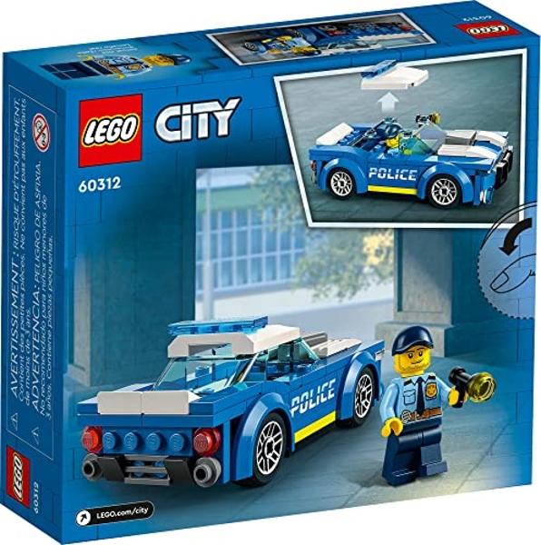 Coche de policía LEGO City 60312 para niños mayores de 5 años con minifigura de oficial, ideal para regalar, serie Aventuras, set de construcción de persecución de coches.