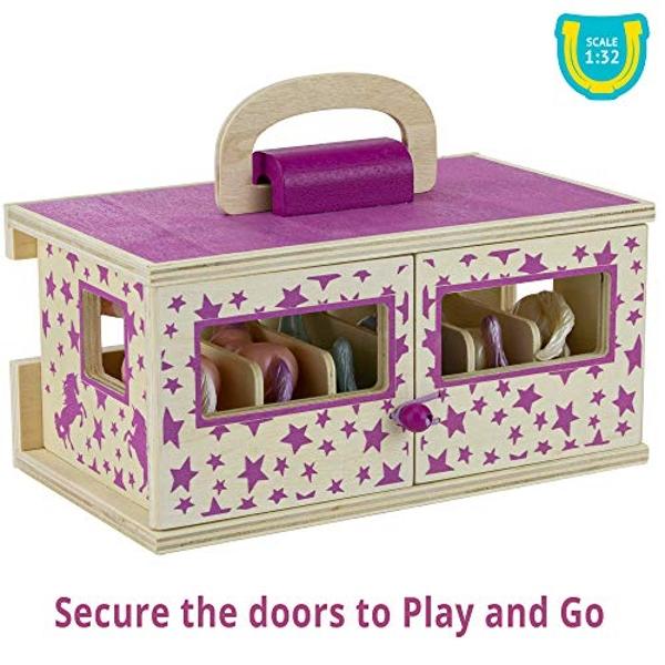 Establo de madera Breyer Unicorn Magic con 6 unicornios