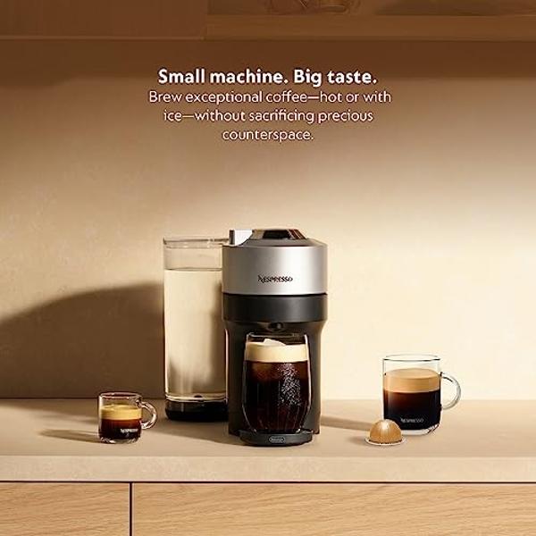 Cafetera y cafetera espresso Nespresso Vertuo Pop+ Deluxe de De'Longhi, 120 voltios, color plata