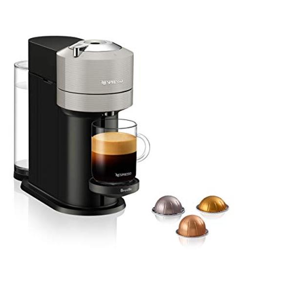 Cafetera y cafetera espresso Nespresso Vertuo Next de Breville, con espumador de leche Aeroccino, color gris claro