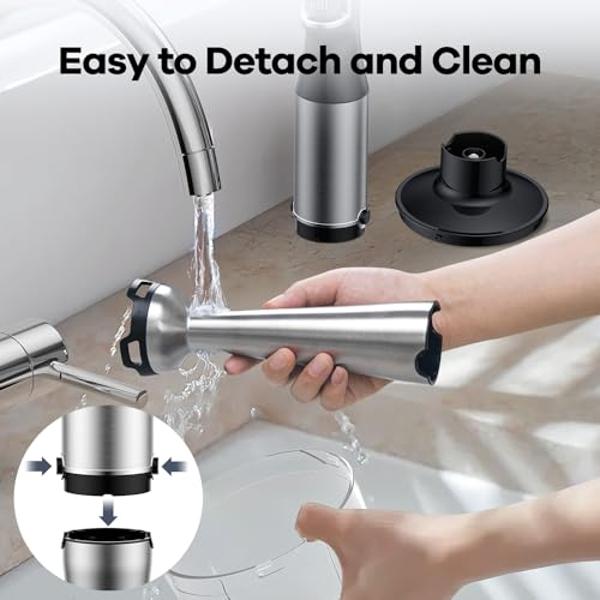 Batidora de mano de inmersión 5 en 1: Batidora eléctrica de mano de 800 W con empuñadura de control de gatillo, batidora de emulsión para sopa de cocina, mayonesa, batidos y papill