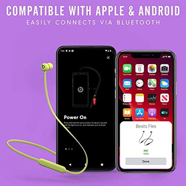 Auriculares inalámbricos portátiles Bluetooth Beats Flex con micrófono integrado - Amarillo Yuzu (Renovados)