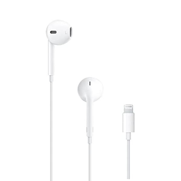 Auriculares Apple EarPods con conector Lightning, auriculares con cable para iPhone con control remoto integrado para controlar música, llamadas y volumen.