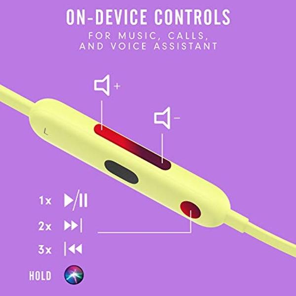 Auriculares inalámbricos Beats Flex - Chip Apple W1, auriculares magnéticos, Bluetooth de clase 1, 12 horas de reproducción, micrófono integrado - Amarillo Yuzu
