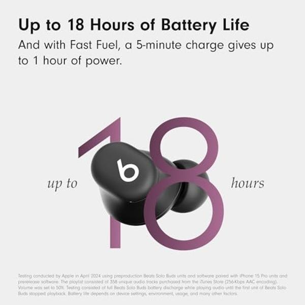 Beats Solo Buds - Auriculares inalámbricos Bluetooth | 18 horas de duración de batería | Compatibles con Apple y Android | Micrófono integrado - Negro mate
