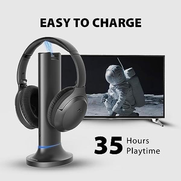 Avantree Opera: auriculares inalámbricos para ver televisión con diálogos claros, compatibles con televisores con puertos de salida de audio ópticos o auxiliares, paso a través, vo