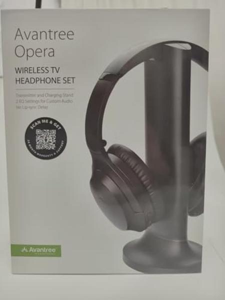Avantree Opera: auriculares inalámbricos para ver televisión con diálogos claros, compatibles con televisores con puertos de salida de audio ópticos o auxiliares, paso a través, vo