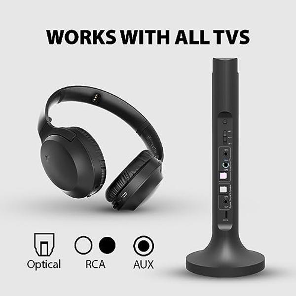 Avantree Opera: auriculares inalámbricos para ver televisión con diálogos claros, compatibles con televisores con puertos de salida de audio ópticos o auxiliares, paso a través, vo